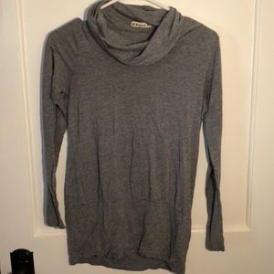 Grey long sleeve cowl neck top
